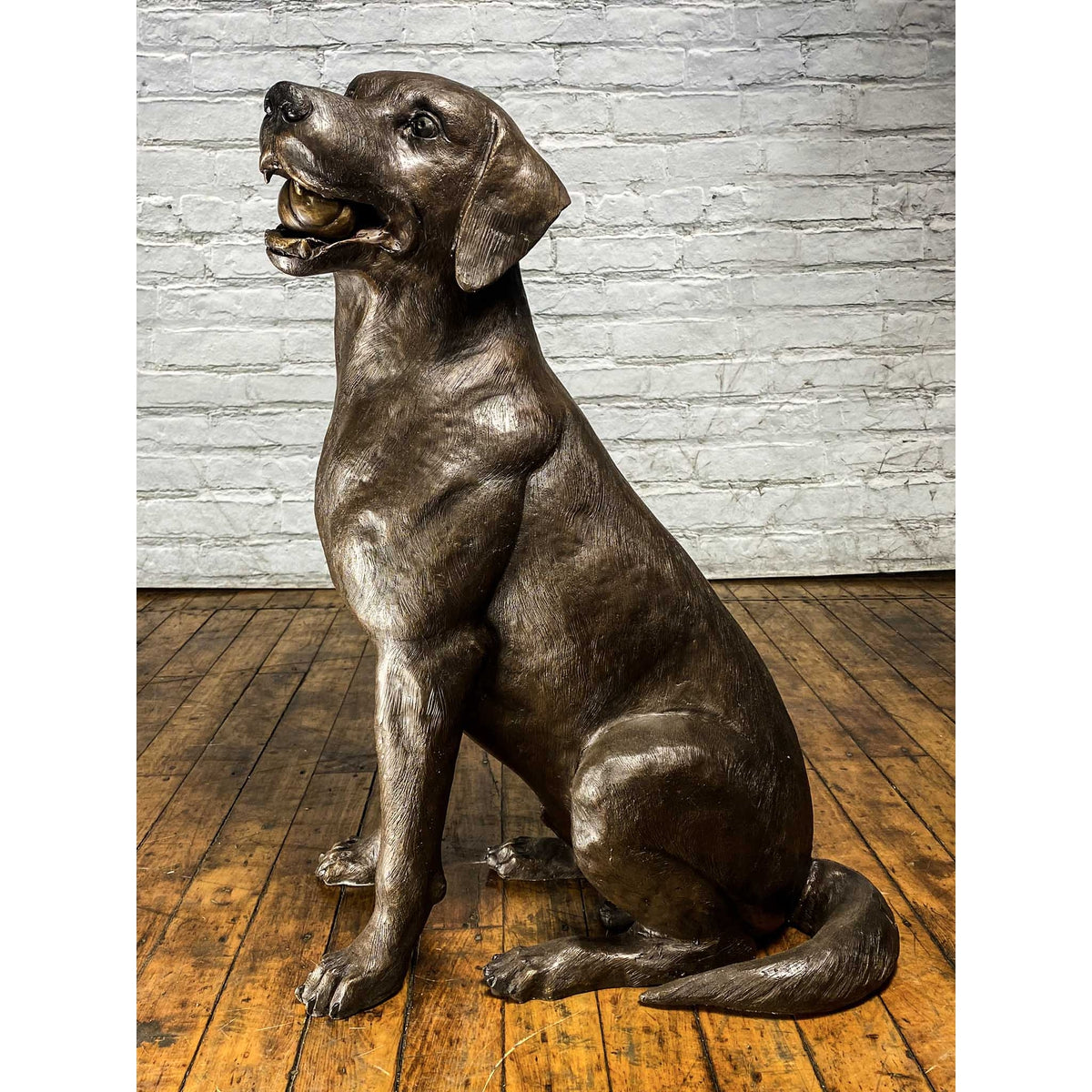 Bronze Labrador Dog Statue, "Bailey"-29. Asian & Chinese Furniture, Art, Antiques, Vintage Home Décor for sale at FEA Home