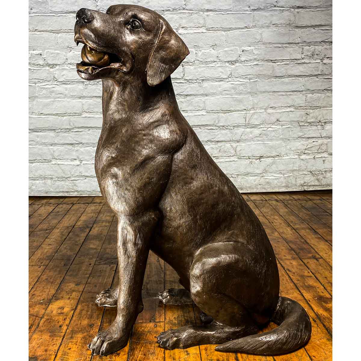 Bronze Labrador Dog Statue, "Bailey"-30. Asian & Chinese Furniture, Art, Antiques, Vintage Home Décor for sale at FEA Home