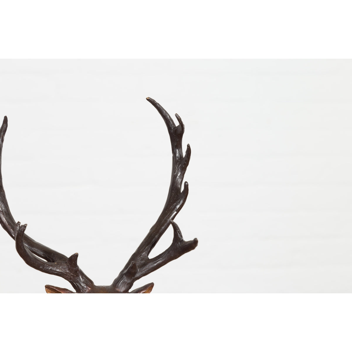 Bronze Stag Head Sculpture on Marble Base Created with Lost Wax Technique-10. Asian & Chinese Furniture, Art, Antiques, Vintage Home Décor for sale at FEA Home
