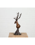Bronze Stag Head Sculpture on Marble Base Created with Lost Wax Technique-16. Asian & Chinese Furniture, Art, Antiques, Vintage Home Décor for sale at FEA Home