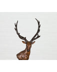 Bronze Stag Head Sculpture on Marble Base Created with Lost Wax Technique-4. Asian & Chinese Furniture, Art, Antiques, Vintage Home Décor for sale at FEA Home
