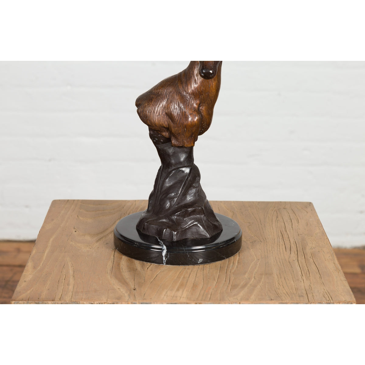 Bronze Stag Head Sculpture on Marble Base Created with Lost Wax Technique-7. Asian & Chinese Furniture, Art, Antiques, Vintage Home Décor for sale at FEA Home