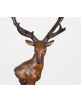 Bronze Stag Head Sculpture on Marble Base Created with Lost Wax Technique-8. Asian & Chinese Furniture, Art, Antiques, Vintage Home Décor for sale at FEA Home