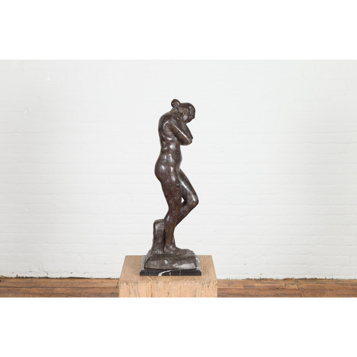 Bronze Tabletop Sculpture Inspired by Auguste Rodin's Eve-5. Asian & Chinese Furniture, Art, Antiques, Vintage Home Décor for sale at FEA Home