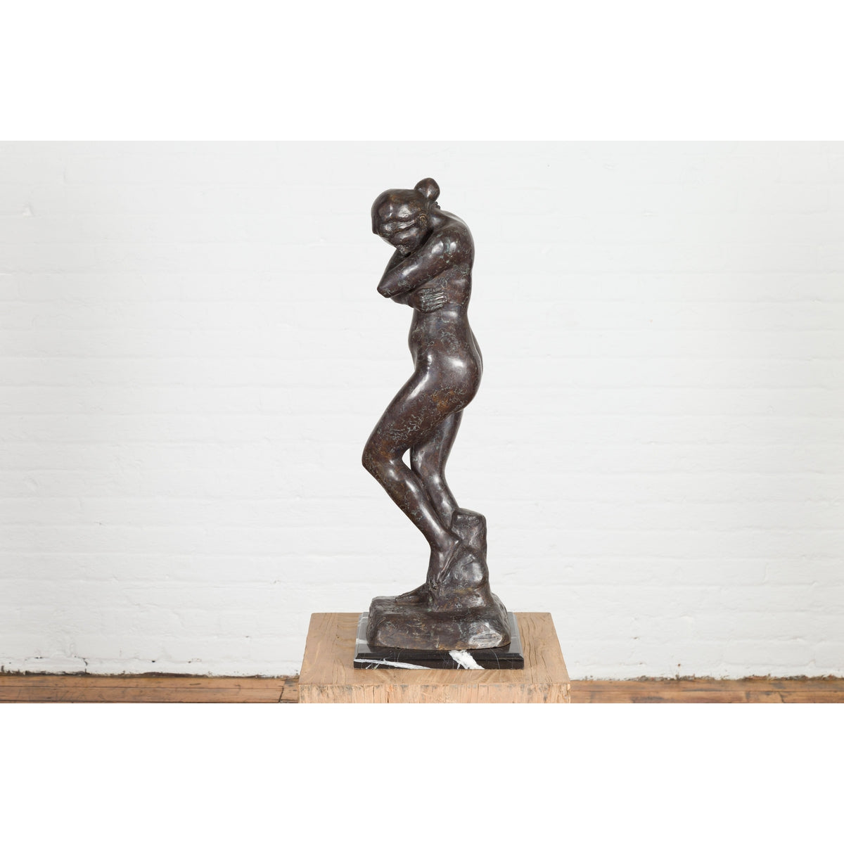 Bronze Tabletop Sculpture Inspired by Auguste Rodin's Eve-7. Asian & Chinese Furniture, Art, Antiques, Vintage Home Décor for sale at FEA Home