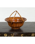 Chinese Late Qing Dynasty 1900s Varnished Bamboo Basket with Large Handles-2. Asian & Chinese Furniture, Art, Antiques, Vintage Home Décor for sale at FEA Home