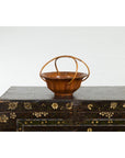 Chinese Late Qing Dynasty 1900s Varnished Bamboo Basket with Large Handles-6. Asian & Chinese Furniture, Art, Antiques, Vintage Home Décor for sale at FEA Home