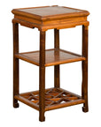 Chinese Late Qing Dynasty Lamp Table with Cracked Ice Shelf and Horse Hoof Feet-1. Asian & Chinese Furniture, Art, Antiques, Vintage Home Décor for sale at FEA Home