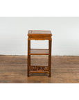 Chinese Late Qing Dynasty Lamp Table with Cracked Ice Shelf and Horse Hoof Feet-2. Asian & Chinese Furniture, Art, Antiques, Vintage Home Décor for sale at FEA Home