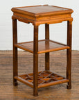 Chinese Late Qing Dynasty Lamp Table with Cracked Ice Shelf and Horse Hoof Feet-3. Asian & Chinese Furniture, Art, Antiques, Vintage Home Décor for sale at FEA Home