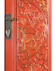 Chinese Late Qing Dynasty Period Red Lacquer Cabinet with Carved and Gilt Doors-15. Asian & Chinese Furniture, Art, Antiques, Vintage Home Décor for sale at FEA Home