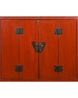 Chinese Late Qing Dynasty Period Red Lacquer Cabinet with Carved and Gilt Doors-7. Asian & Chinese Furniture, Art, Antiques, Vintage Home Décor for sale at FEA Home