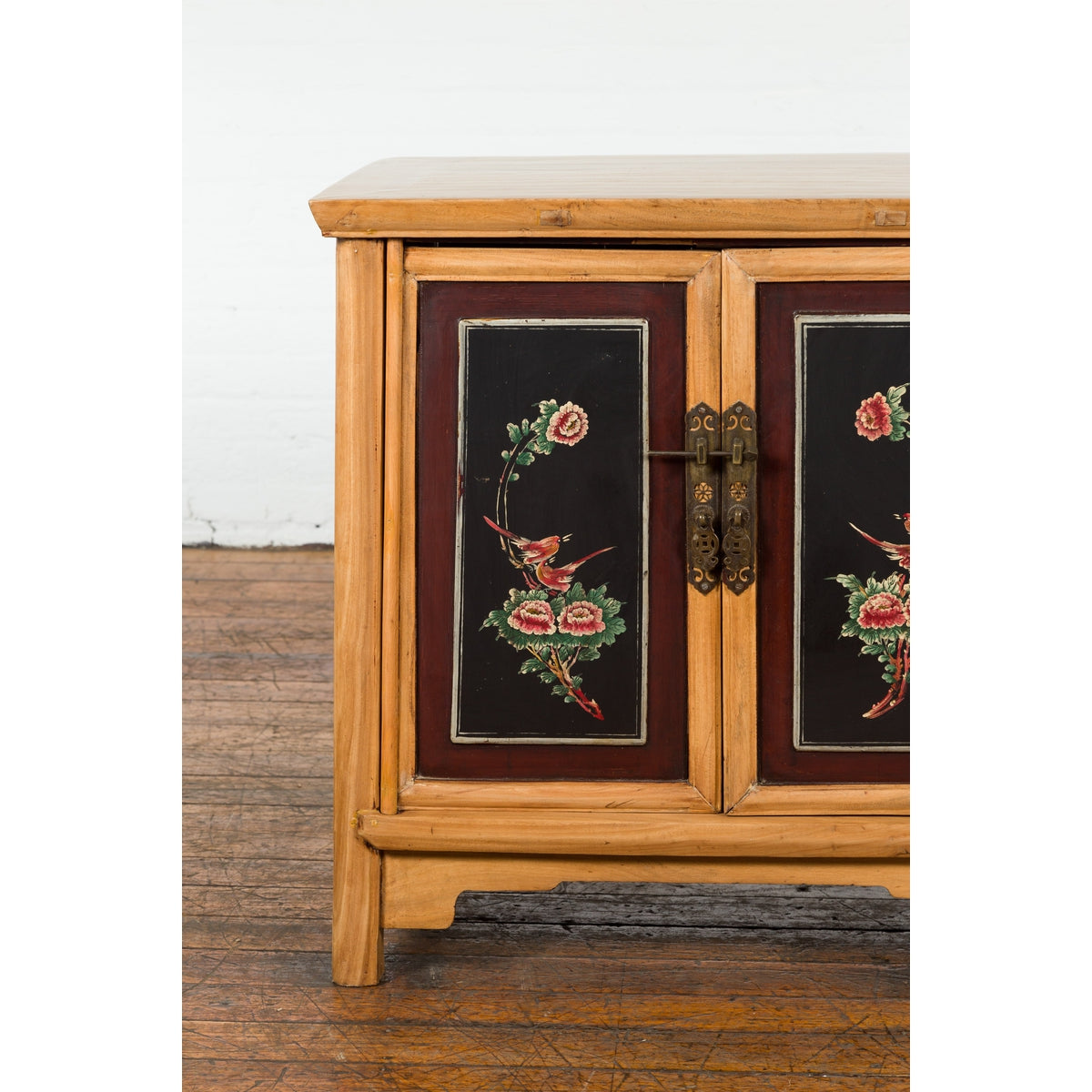 Chinese Late Qing Dynasty Side Cabinet with Hand Painted Flower and Bird Décor-11. Asian & Chinese Furniture, Art, Antiques, Vintage Home Décor for sale at FEA Home