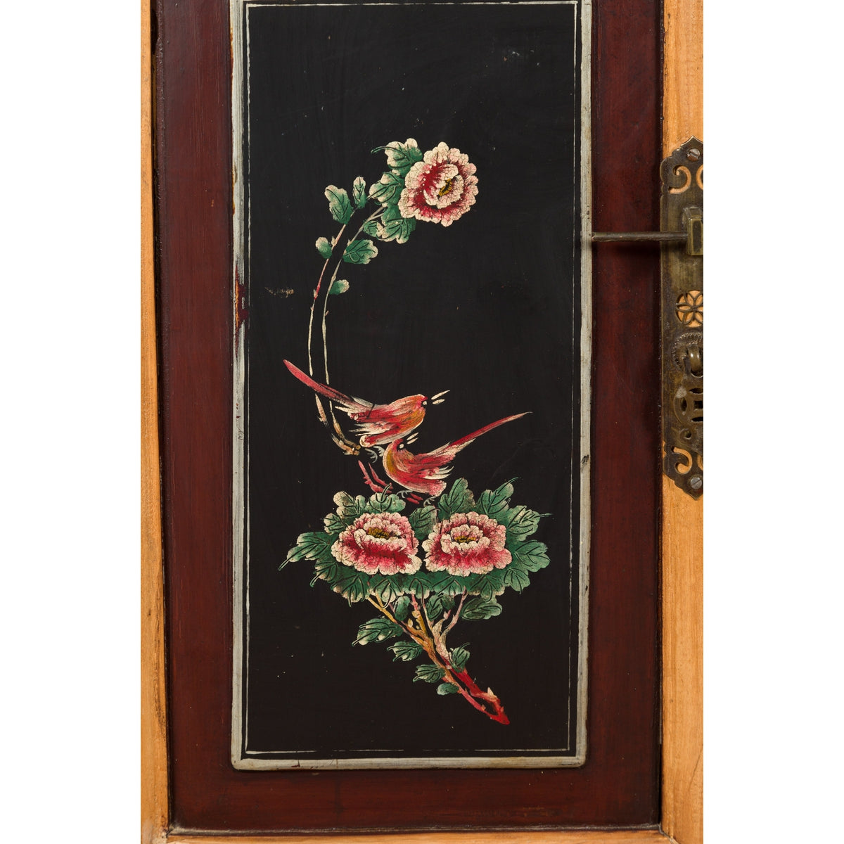 Chinese Late Qing Dynasty Side Cabinet with Hand Painted Flower and Bird Décor-13. Asian & Chinese Furniture, Art, Antiques, Vintage Home Décor for sale at FEA Home