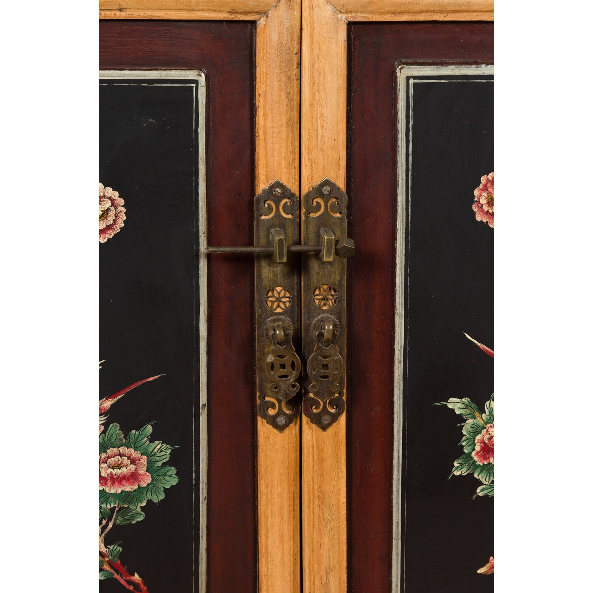 Chinese Late Qing Dynasty Side Cabinet with Hand Painted Flower and Bird Décor-15. Asian & Chinese Furniture, Art, Antiques, Vintage Home Décor for sale at FEA Home
