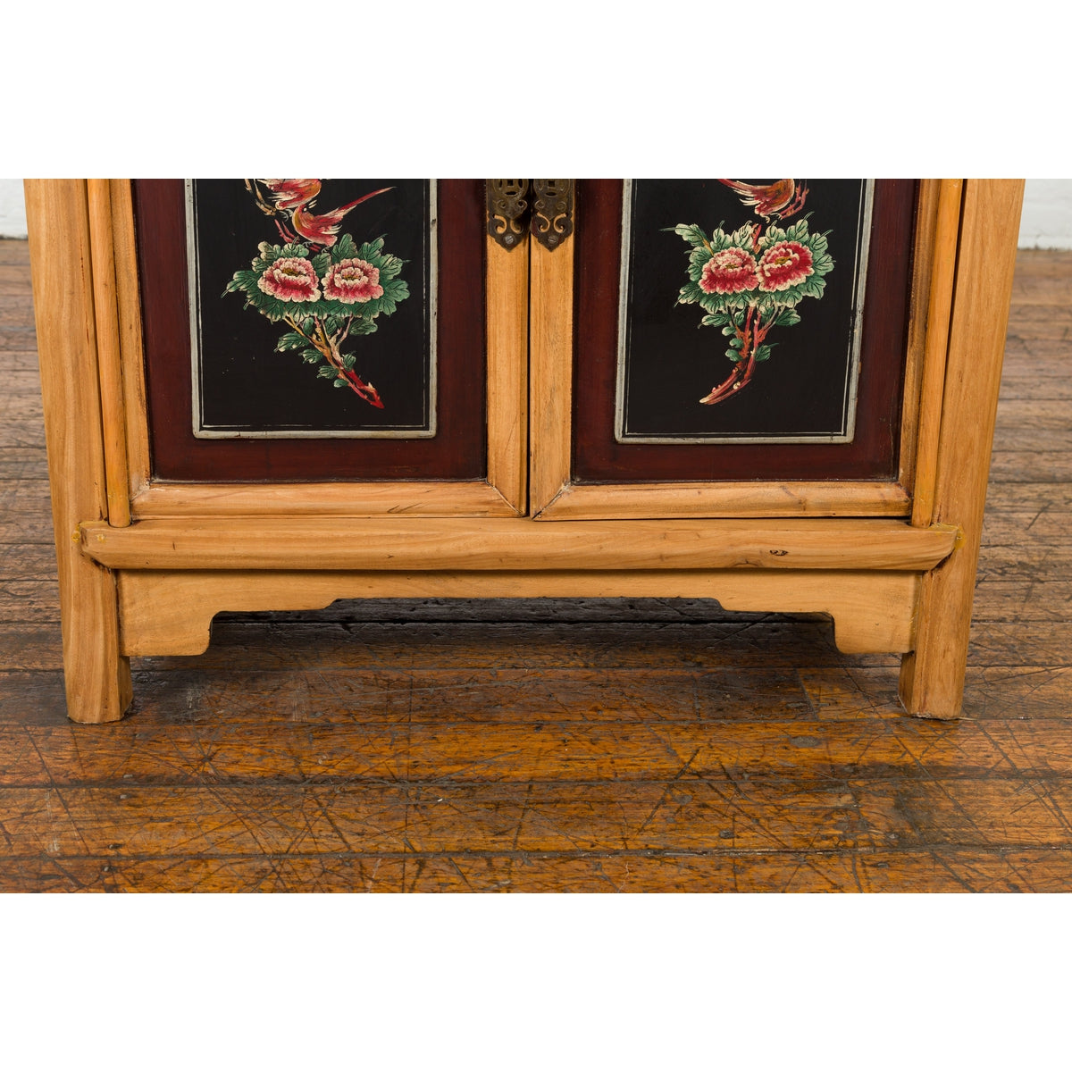 Chinese Late Qing Dynasty Side Cabinet with Hand Painted Flower and Bird Décor-16. Asian & Chinese Furniture, Art, Antiques, Vintage Home Décor for sale at FEA Home