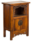 Chinese Qing Dynasty 19th Century Elm Side Cabinet with Fretwork Shelf and Doors-1. Asian & Chinese Furniture, Art, Antiques, Vintage Home Décor for sale at FEA Home
