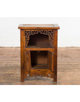 Chinese Qing Dynasty 19th Century Elm Side Cabinet with Fretwork Shelf and Doors-13. Asian & Chinese Furniture, Art, Antiques, Vintage Home Décor for sale at FEA Home