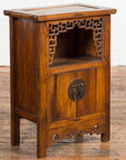 Chinese Qing Dynasty 19th Century Elm Side Cabinet with Fretwork Shelf and Doors-2. Asian & Chinese Furniture, Art, Antiques, Vintage Home Décor for sale at FEA Home