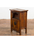 Chinese Qing Dynasty 19th Century Elm Side Cabinet with Fretwork Shelf and Doors-20. Asian & Chinese Furniture, Art, Antiques, Vintage Home Décor for sale at FEA Home