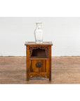 Chinese Qing Dynasty 19th Century Elm Side Cabinet with Fretwork Shelf and Doors-4. Asian & Chinese Furniture, Art, Antiques, Vintage Home Décor for sale at FEA Home