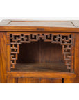 Chinese Qing Dynasty 19th Century Elm Side Cabinet with Fretwork Shelf and Doors-9. Asian & Chinese Furniture, Art, Antiques, Vintage Home Décor for sale at FEA Home
