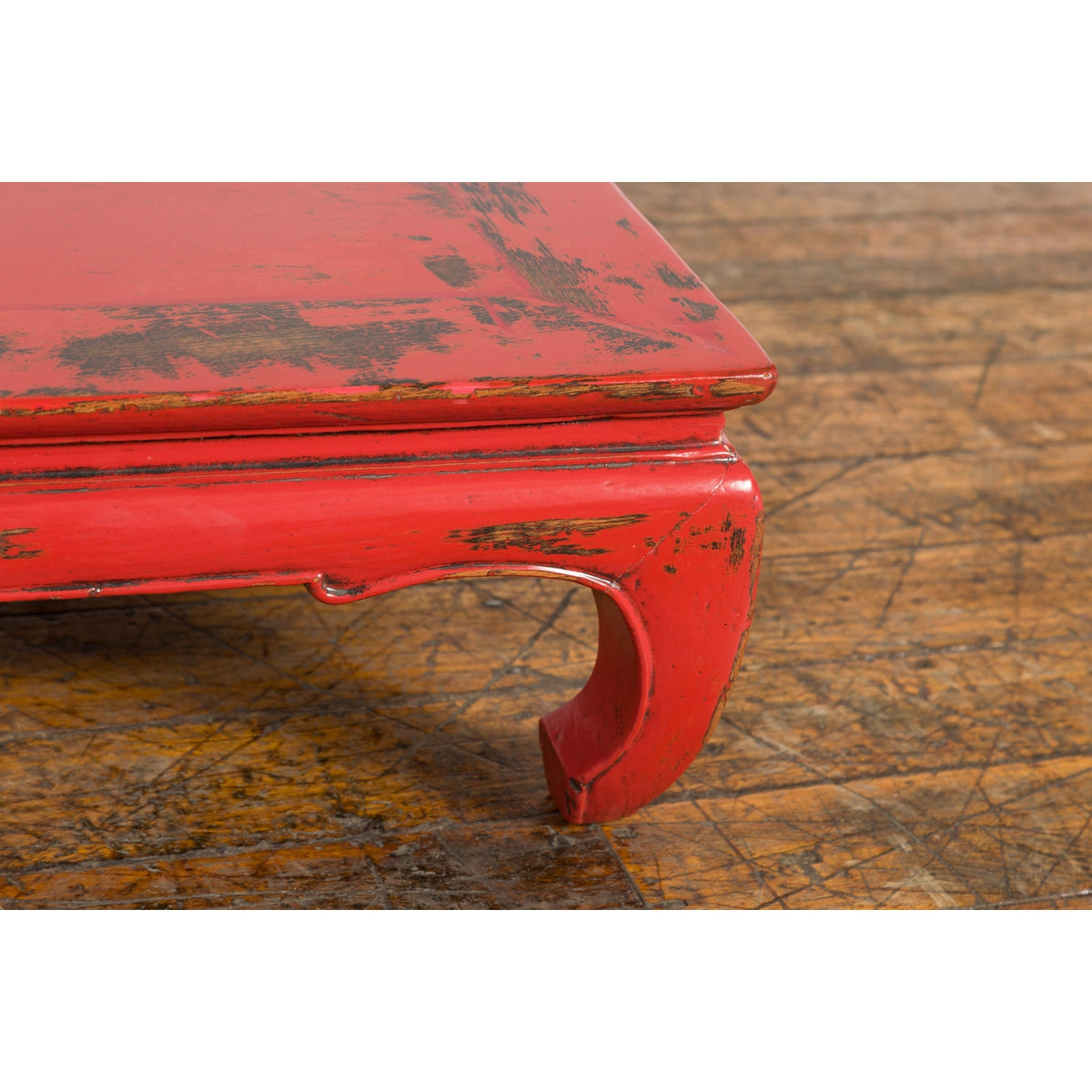 Chinese Qing Dynasty Low Kang Table with Custom Red Distressed Lacquer-12. Asian & Chinese Furniture, Art, Antiques, Vintage Home Décor for sale at FEA Home