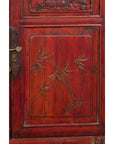 Chinese Red Lacquer Late Qing Dynasty Bedside Cabinet with Carved Décor-13. Asian & Chinese Furniture, Art, Antiques, Vintage Home Décor for sale at FEA Home