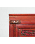 Chinese Red Lacquer Late Qing Dynasty Bedside Cabinet with Carved Décor-16. Asian & Chinese Furniture, Art, Antiques, Vintage Home Décor for sale at FEA Home