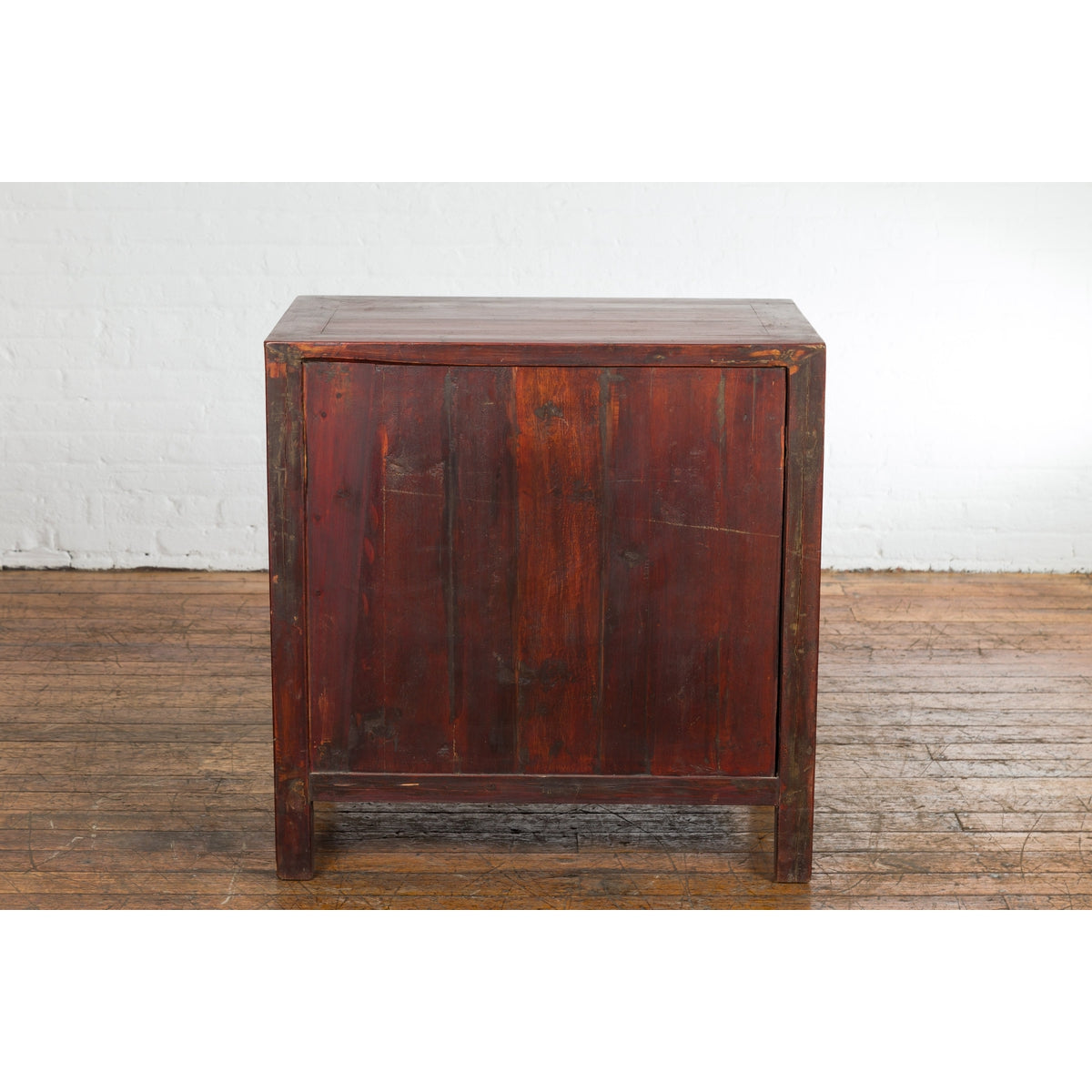 Chinese Red Lacquer Late Qing Dynasty Bedside Cabinet with Carved Décor-19. Asian & Chinese Furniture, Art, Antiques, Vintage Home Décor for sale at FEA Home
