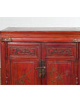 Chinese Red Lacquer Late Qing Dynasty Bedside Cabinet with Carved Décor-6. Asian & Chinese Furniture, Art, Antiques, Vintage Home Décor for sale at FEA Home