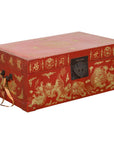 Chinese Red Lacquered Blanket Chest with Gilt Motifs and Guardian Lions-1. Asian & Chinese Furniture, Art, Antiques, Vintage Home Décor for sale at FEA Home