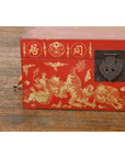 Chinese Red Lacquered Blanket Chest with Gilt Motifs and Guardian Lions-10. Asian & Chinese Furniture, Art, Antiques, Vintage Home Décor for sale at FEA Home