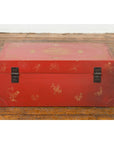 Chinese Red Lacquered Blanket Chest with Gilt Motifs and Guardian Lions-12. Asian & Chinese Furniture, Art, Antiques, Vintage Home Décor for sale at FEA Home