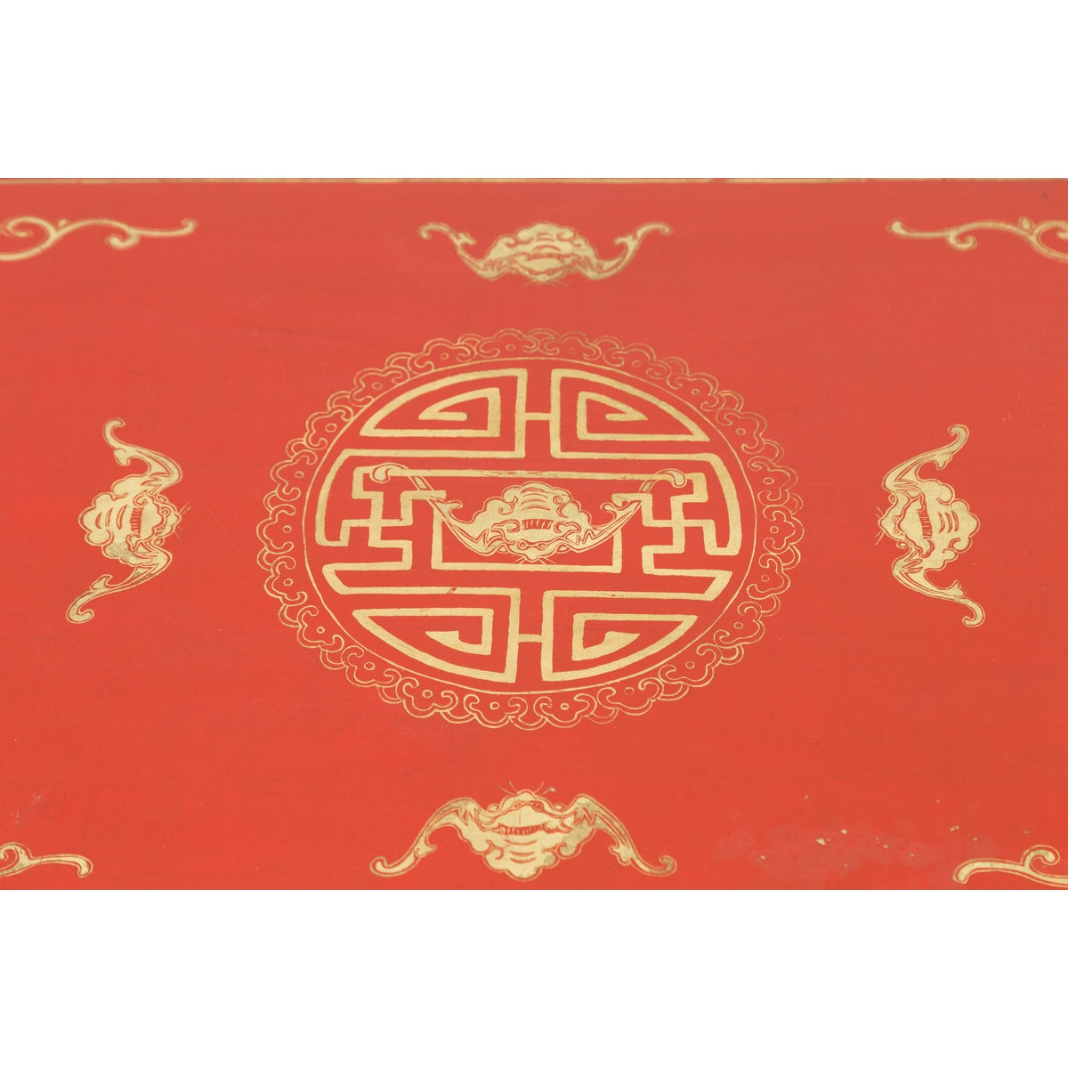 Chinese Red Lacquered Blanket Chest with Gilt Motifs and Guardian Lions-15. Asian & Chinese Furniture, Art, Antiques, Vintage Home Décor for sale at FEA Home