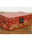 Chinese Red Lacquered Blanket Chest with Gilt Motifs and Guardian Lions-2. Asian & Chinese Furniture, Art, Antiques, Vintage Home Décor for sale at FEA Home