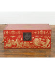 Chinese Red Lacquered Blanket Chest with Gilt Motifs and Guardian Lions-3. Asian & Chinese Furniture, Art, Antiques, Vintage Home Décor for sale at FEA Home