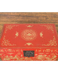 Chinese Red Lacquered Blanket Chest with Gilt Motifs and Guardian Lions-5. Asian & Chinese Furniture, Art, Antiques, Vintage Home Décor for sale at FEA Home
