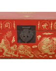 Chinese Red Lacquered Blanket Chest with Gilt Motifs and Guardian Lions-8. Asian & Chinese Furniture, Art, Antiques, Vintage Home Décor for sale at FEA Home