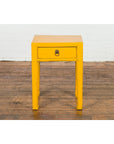 Chinese Vintage Distressed Yellow Lacquer with Single Drawer and Horse Hoof Feet-2. Asian & Chinese Furniture, Art, Antiques, Vintage Home Décor for sale at FEA Home