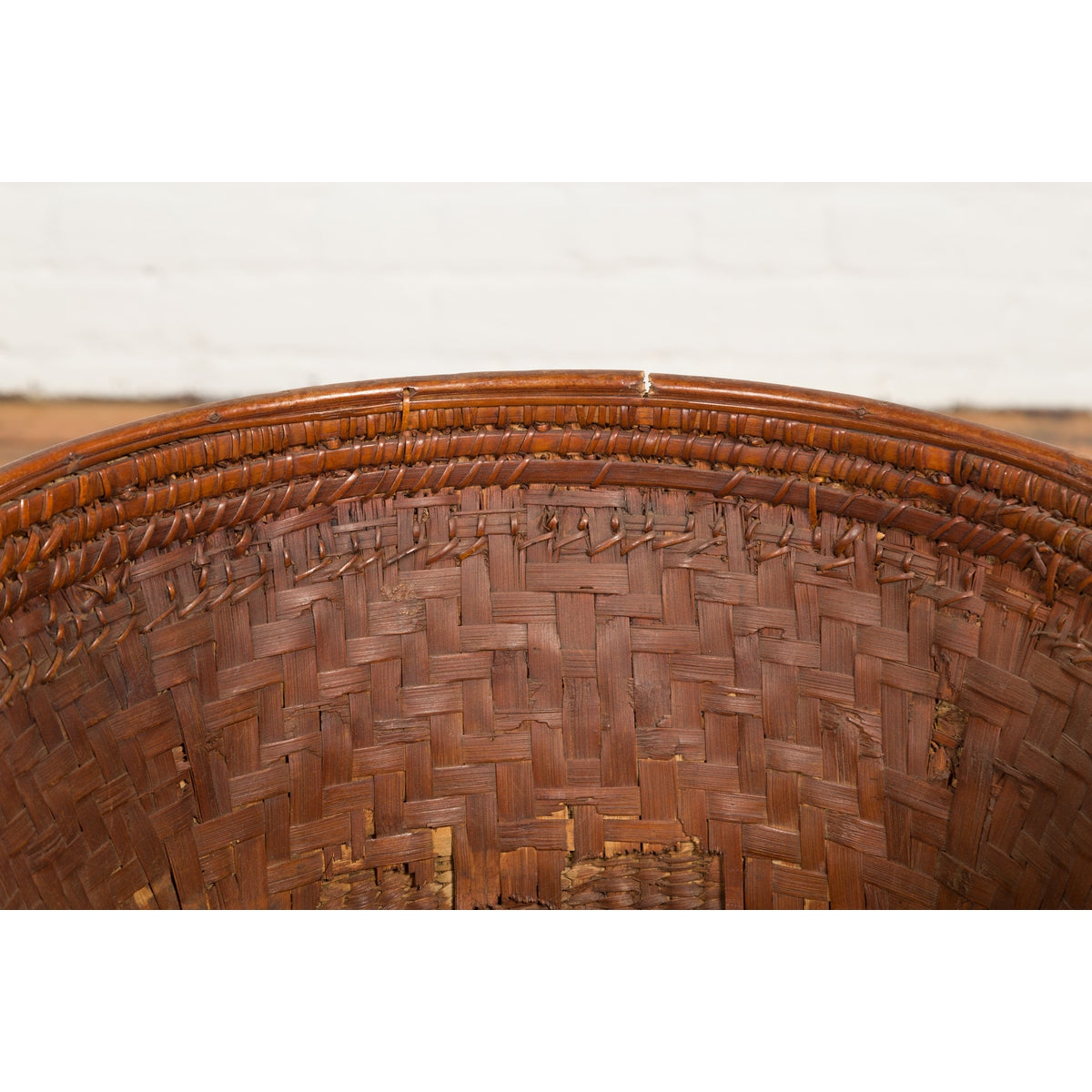 Hand Woven Rattan and Bamboo Thai 19th Century Grain Basket with Tapering Lines-16. Asian & Chinese Furniture, Art, Antiques, Vintage Home Décor for sale at FEA Home