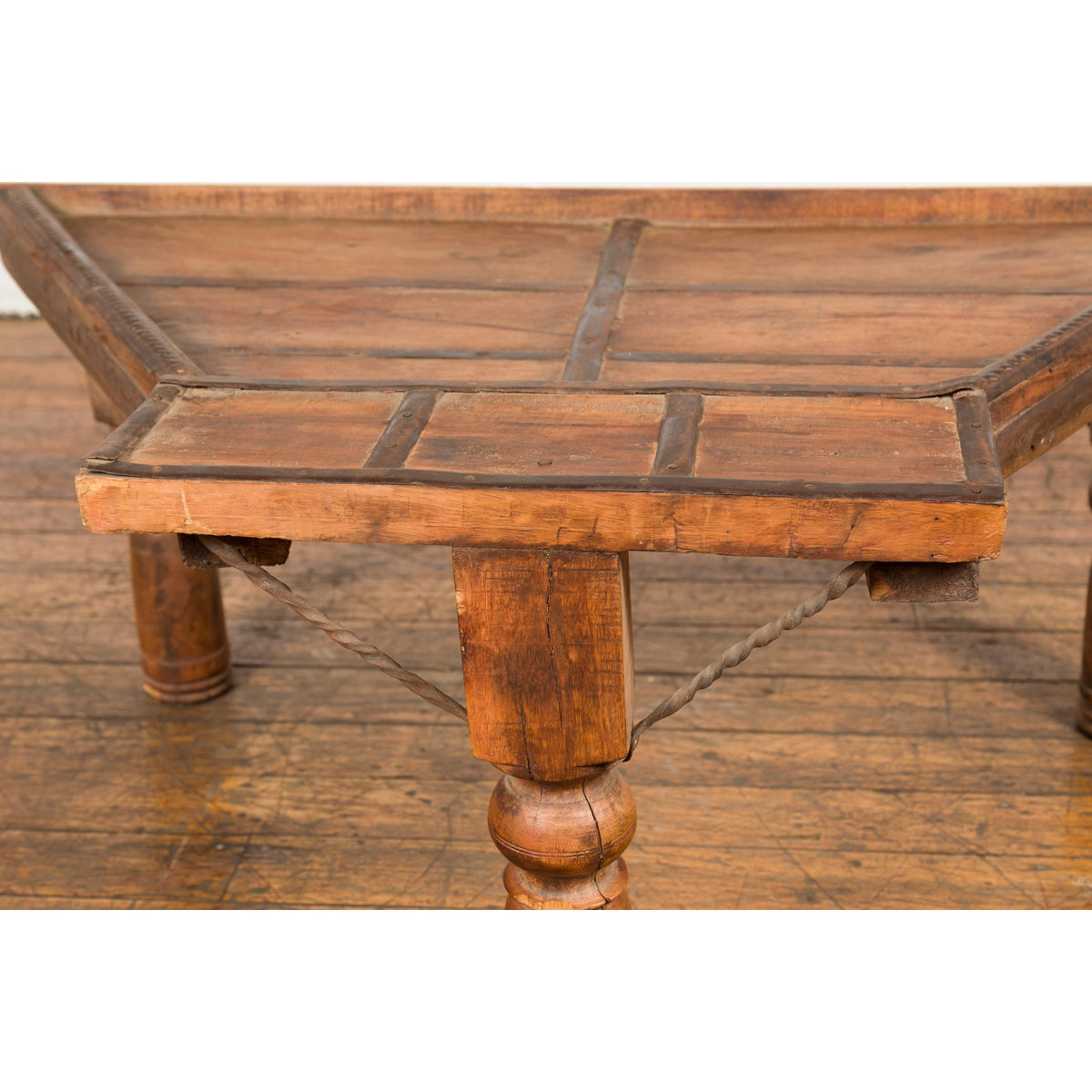 Indian 19th Century Wood Bullock Cart Made into a Coffee Table with Iron Details-10. Asian & Chinese Furniture, Art, Antiques, Vintage Home Décor for sale at FEA Home