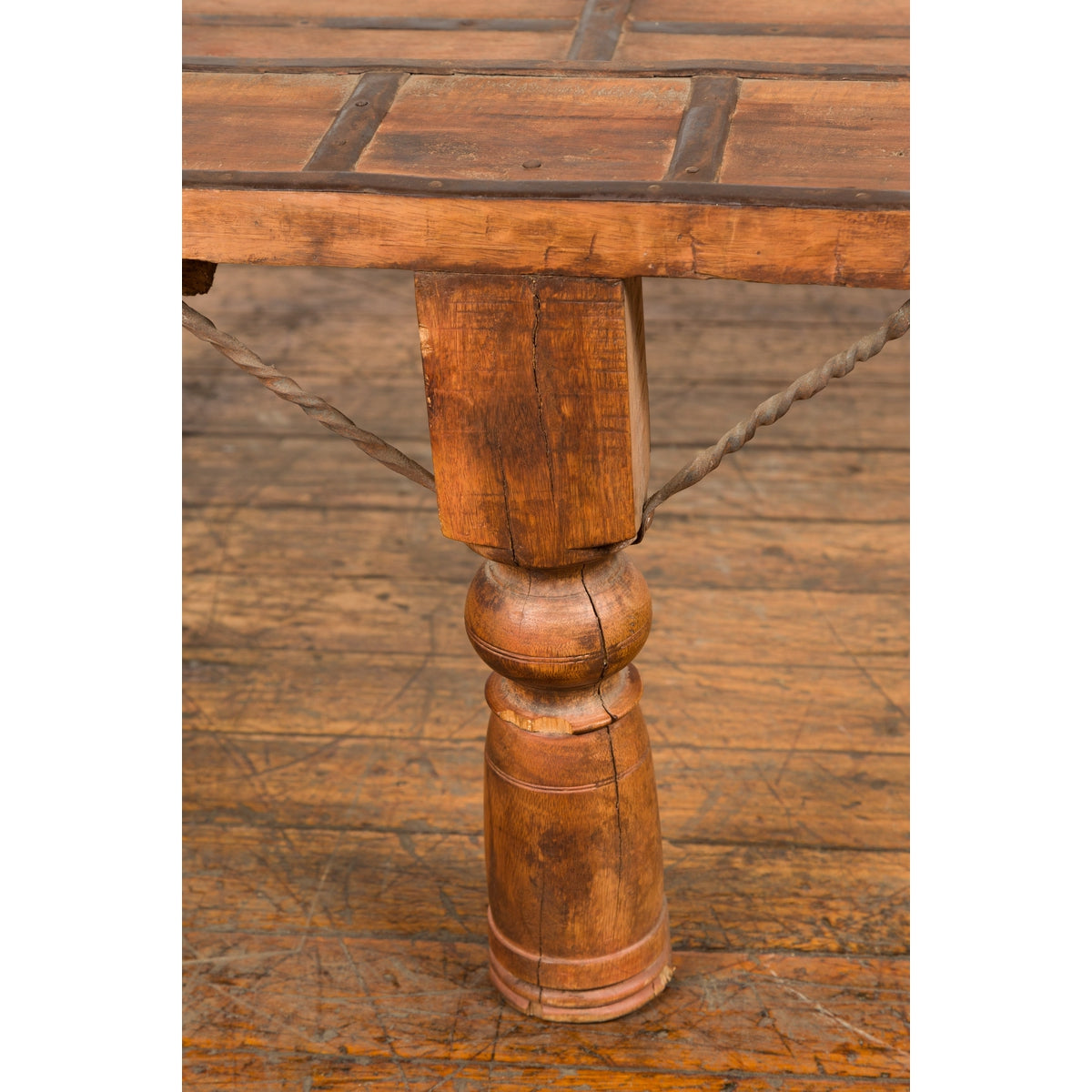 Indian 19th Century Wood Bullock Cart Made into a Coffee Table with Iron Details-11. Asian & Chinese Furniture, Art, Antiques, Vintage Home Décor for sale at FEA Home