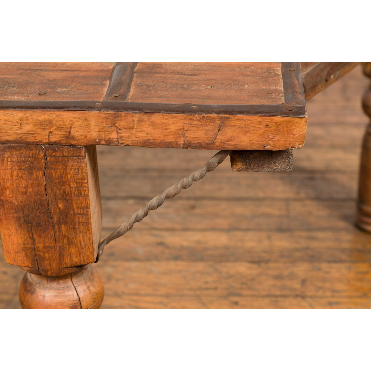 Indian 19th Century Wood Bullock Cart Made into a Coffee Table with Iron Details-12. Asian & Chinese Furniture, Art, Antiques, Vintage Home Décor for sale at FEA Home