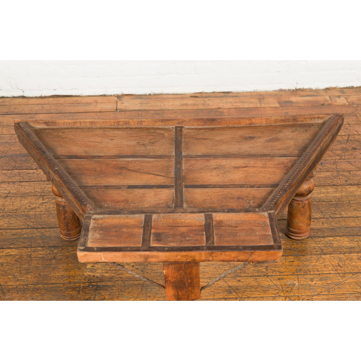 Indian 19th Century Wood Bullock Cart Made into a Coffee Table with Iron Details-4. Asian & Chinese Furniture, Art, Antiques, Vintage Home Décor for sale at FEA Home