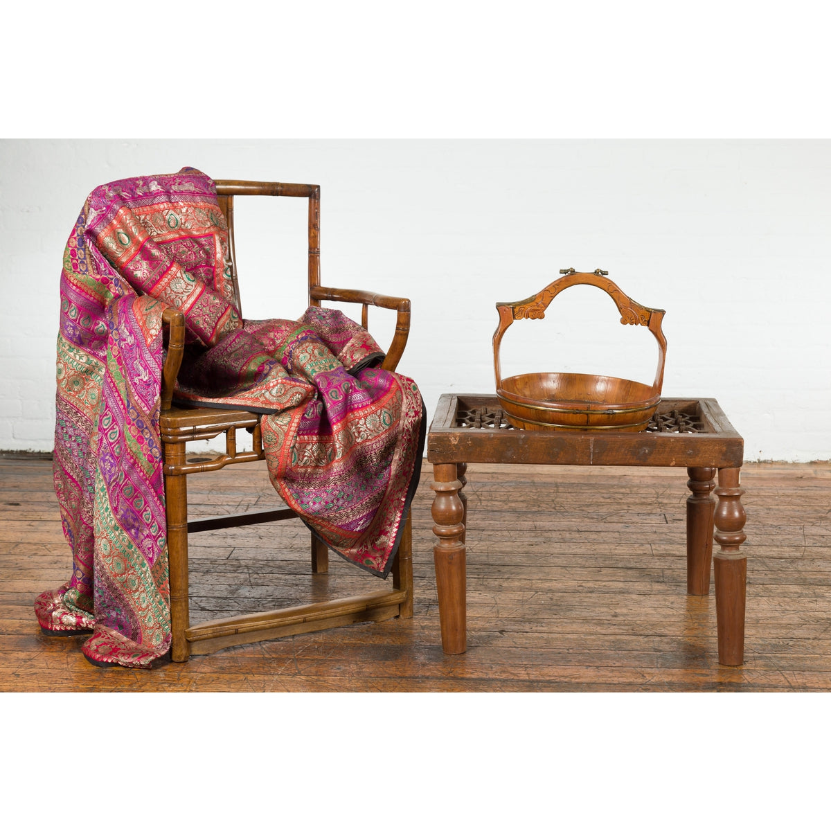 Antique Window Grate Made into a Side Table with Turned Baluster Legs-3. Asian & Chinese Furniture, Art, Antiques, Vintage Home Décor for sale at FEA Home