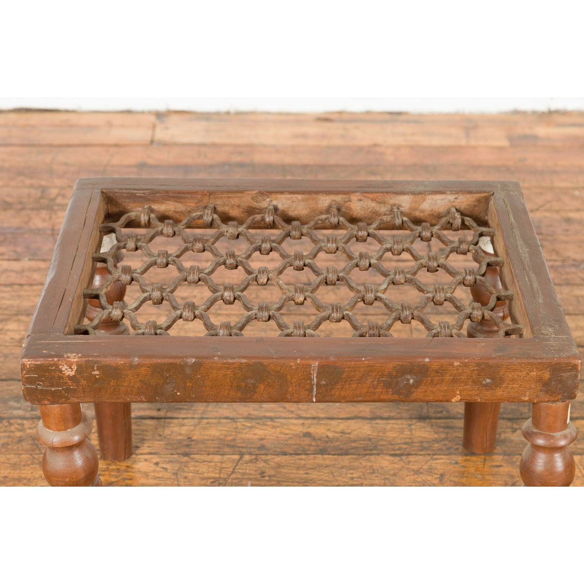 Antique Window Grate Made into a Side Table with Turned Baluster Legs-4. Asian & Chinese Furniture, Art, Antiques, Vintage Home Décor for sale at FEA Home