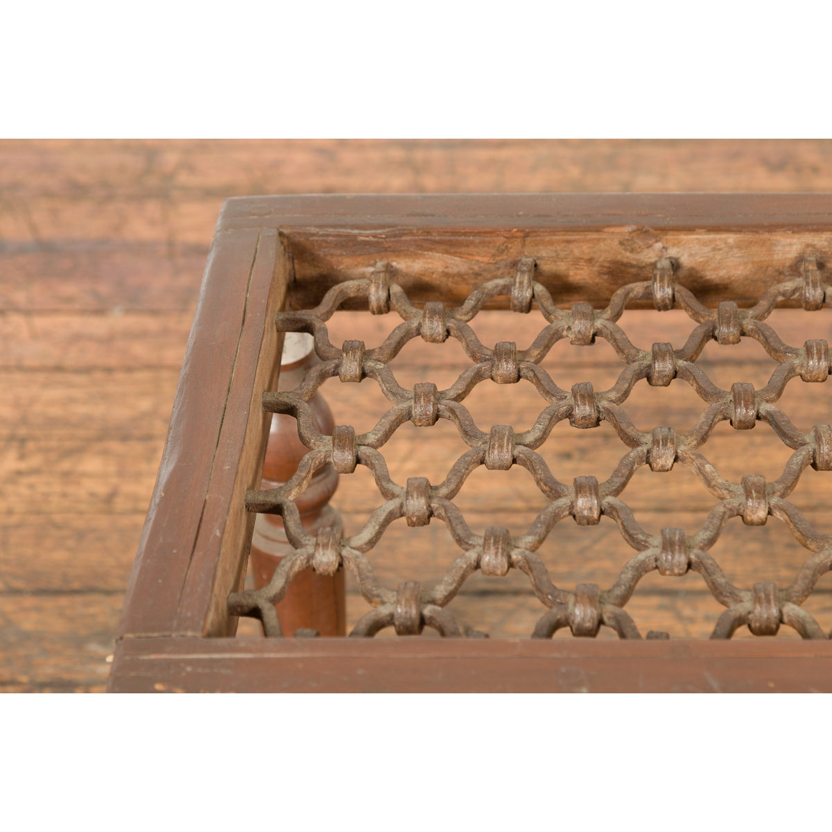 Antique Window Grate Made into a Side Table with Turned Baluster Legs-5. Asian & Chinese Furniture, Art, Antiques, Vintage Home Décor for sale at FEA Home