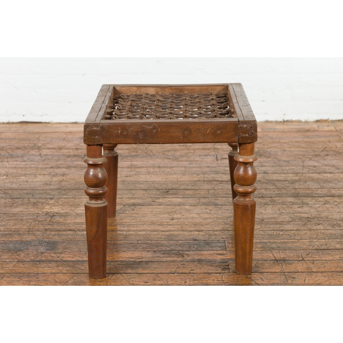Antique Window Grate Made into a Side Table with Turned Baluster Legs-9. Asian & Chinese Furniture, Art, Antiques, Vintage Home Décor for sale at FEA Home