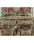 Indian Rustic Painted Wood Cabinet with Carved Foliage and Distressed Patina-12. Asian & Chinese Furniture, Art, Antiques, Vintage Home Décor for sale at FEA Home